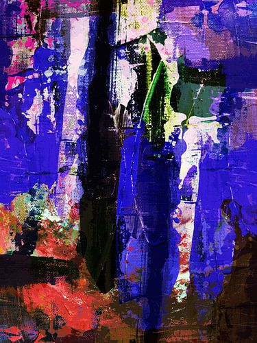 Modern, Abstract Digitaal Kunstwerk in Paars Rood