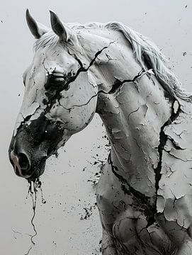 Shattered Elegance: Horse in Monochrome by Eva Lee