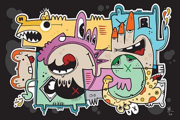 Slickers : Graffiti-Karikatur Pop Art von Koen Haarbosch