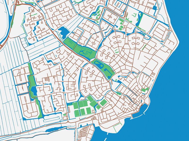 Map of Volendam in the style Urban Ivory by De Kaartenwinkel