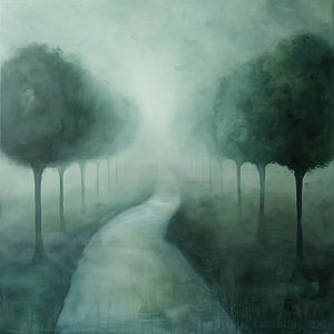 Mistige landweg semi abstract groen