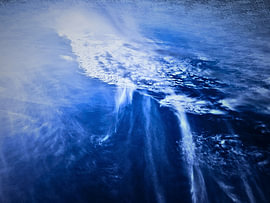 Cascade de Minuit - • Abstract, hotel-chic atmospheric artwork featuring indigo and streaks of light by Csilla Szakál - The Glint Factory