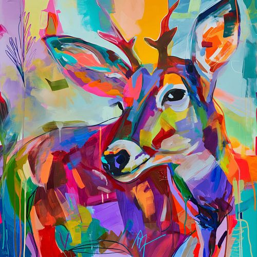 Kleurrijk hertenportret van ARTemberaubend