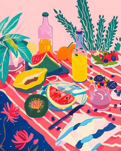 Nature morte moderne et colorée