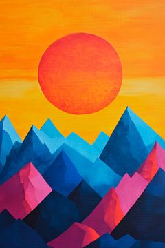 Colourful glowing mountains with sunset by Poster Art Shop