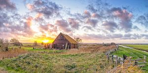 Panorama zonsondergang op Texel / Panoramic photo Texel sunset van Justin Sinner Pictures ( Fotograaf op Texel)