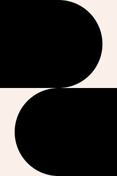 Affiche géométrique minimaliste noire et blanche avec des cercles 2_4 sur Dina Dankers