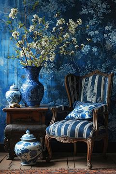 Delfts blauw interieur van Digitale Schilderijen