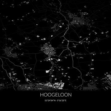 Schwarz-weiße Karte von Hoogeloon, Nordbrabant. von Rezona