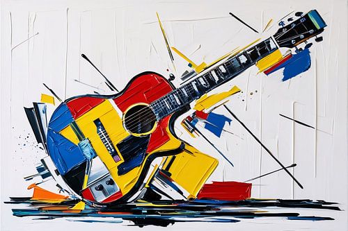 Kleurrijke abstracte gitaar kunst