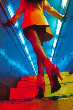 rood, geel en blauwe, charmant op de trap van Dunto Venaar