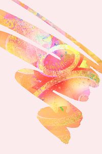 Strichzeichnung in sanften Pastellfarben. Rosa, orange und gelb