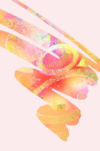 Dessin au trait dans des couleurs douces et pastel. Rose, orange et jaune