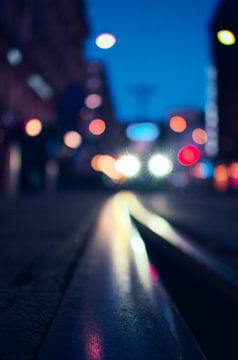 tram bokeh in helsinki