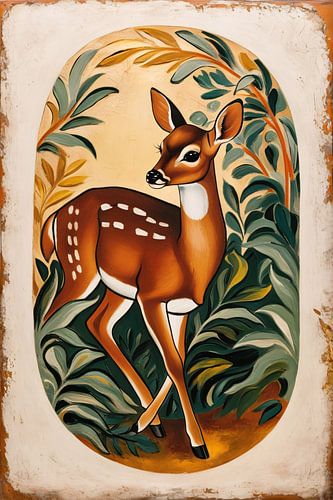 Hert omringd door bladeren