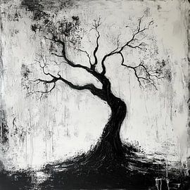 Abstrakter lebloser Baum schwarz und weiß