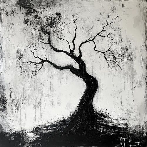 Abstracte levenloze boom zwart-wit