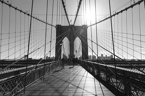 Brooklyn Bridge in zwart-wit