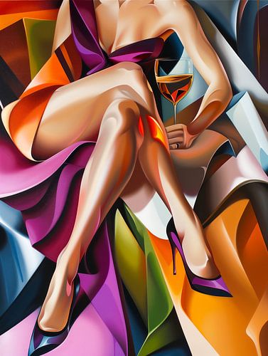 Portrait abstrait d'une femme mystérieuse dans un bar à cocktails