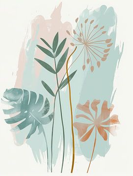 Illustration botanique aux couleurs pastel sur Japandi Art Studio