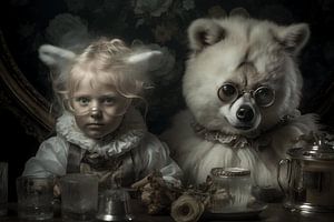 Zwei niedliche Wissenschaftlerinnen im Barockstil