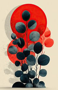 Fettes Blatt vor rotem Hintergrund