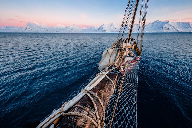 View of sailing ship Northern Lights from the bowsprit by Martijn Smeets
