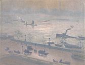 Morgendliche Lichtreflexion über die Themse in London, Emile Claus von Meisterhafte Meister Miniaturansicht
