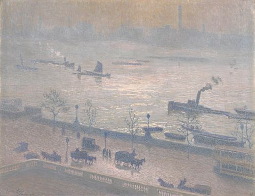 Lichtweerkaatsing ’s morgens op de Theems in Londen, Emile Claus