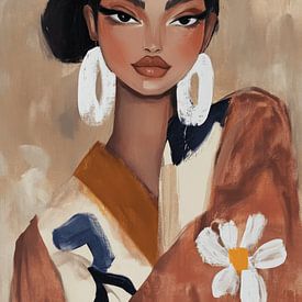 Portrait moderne dans les tons de terre sur Carla Van Iersel