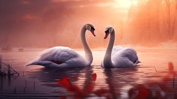 A Love Story at a Winter Sunset by Vlindertuin Art