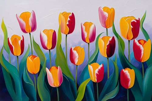 Kleurrijke abstracte tulpen kunst