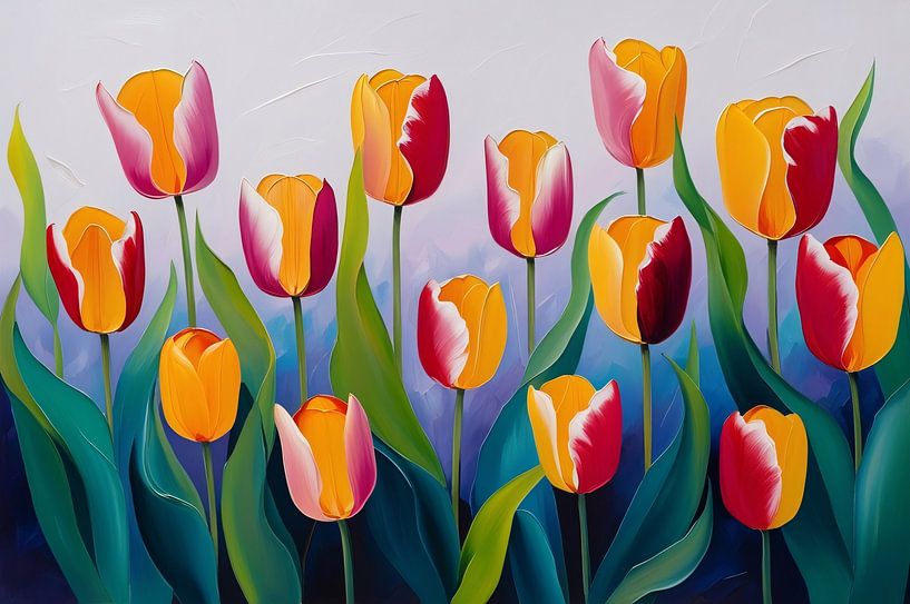 Colourful abstract tulip art by Art & Soul Creations