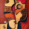Cubist Coffee Lovers with Coffee Beans by Arjen Roos