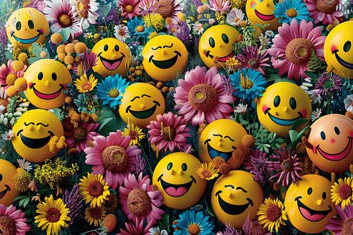 Smileygezichten Bloemenveld