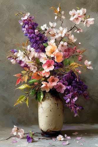 Buntes Vintage-Blumenstillleben Nr. 1