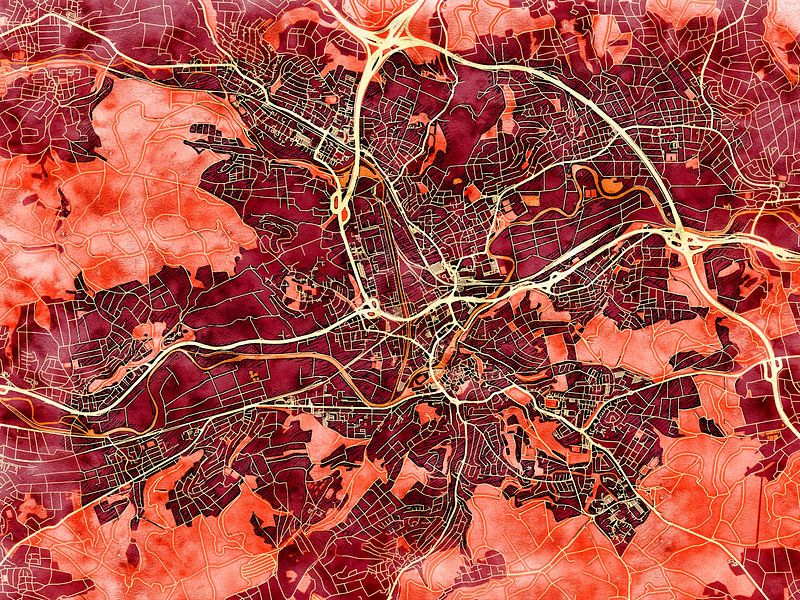Map of Wetzlar with the style 'Amber Autumn' by Maporia