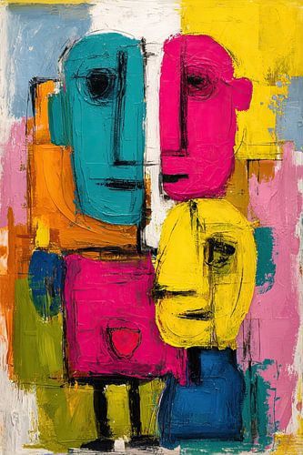 Leuchtend bunte Gesichter