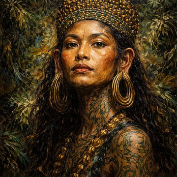 Golden Crowned Jungle Queen Portrait
