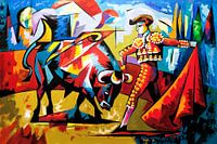 Peinture abstraite colorée de corrida