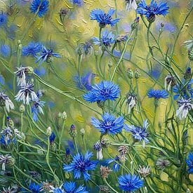 Kornblume auf dem Feld Gemälde von Hille Bouma