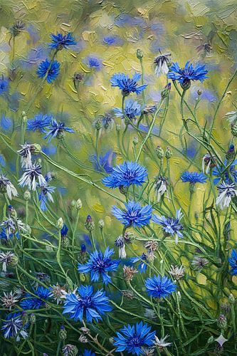 Korenbloem in het veld schilderij