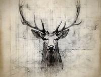 Vorstelijk hert - een etherische hert in grijstinten - Wall Art
