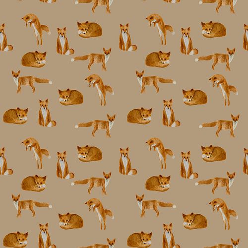 Motif de renards joyeux – Illustration à l'aquarelle