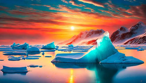 Eis mit Sonnenuntergang