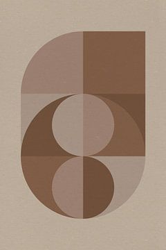 Moderne abstracte geometrische kunst in retrostijl in bruin en beige nr. 21 van Dina Dankers