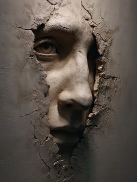 diepte relief gezicht in een witte muur