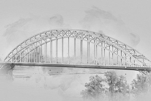 Waal bridge Nijmegen in black and white