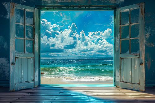 kijk uit het raam met zicht op een prachtig landschap