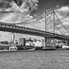 Philadelphia Skyline und Benjamin Franklin Bridge – Monochrom von Melanie Viola